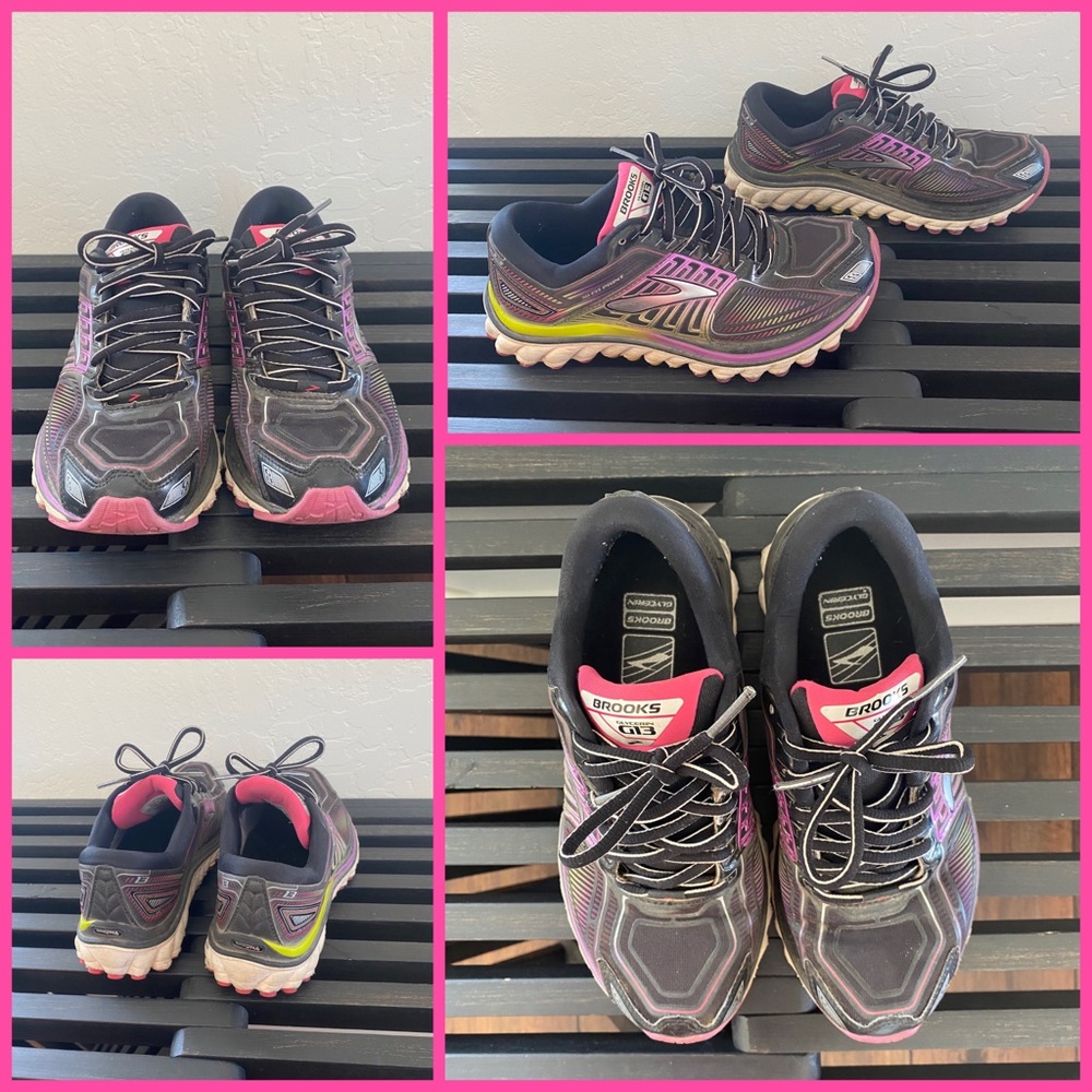 Brooks Glycerin G13 black purple pink tennis shoes